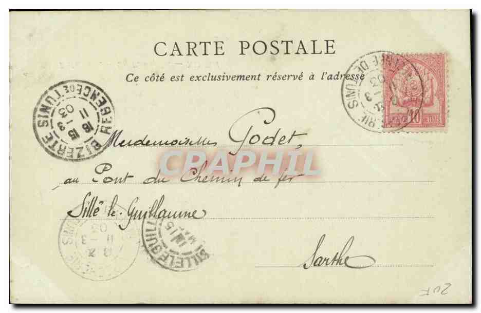 Tunisie Bizerte CPA Un Palanquin (chameau dromadaire camel) — Verso