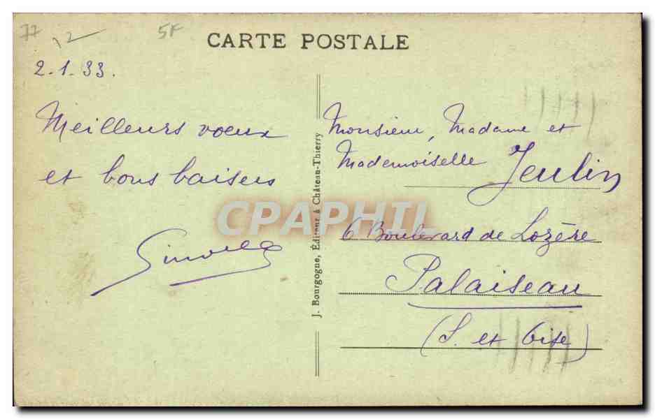 St Germain sur Morin CPA La vanne du Moulin — Rückseite