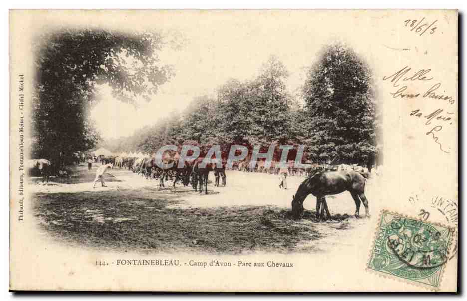 Fontainebleau - Camp d'Avon - Parque de los Caballos — Tibault, editores, Fontainebleau - Cliché Michel