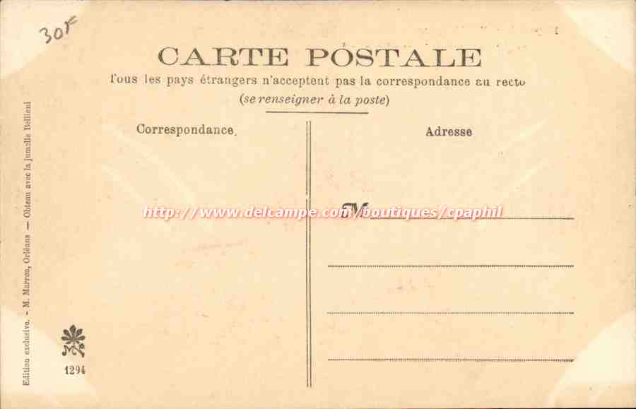 Expositie van Orléans 1905 — In het Zwarte Dorp — De Schoenmakers — Exclusieve editie M. Marreau, Orléans — Achterkant