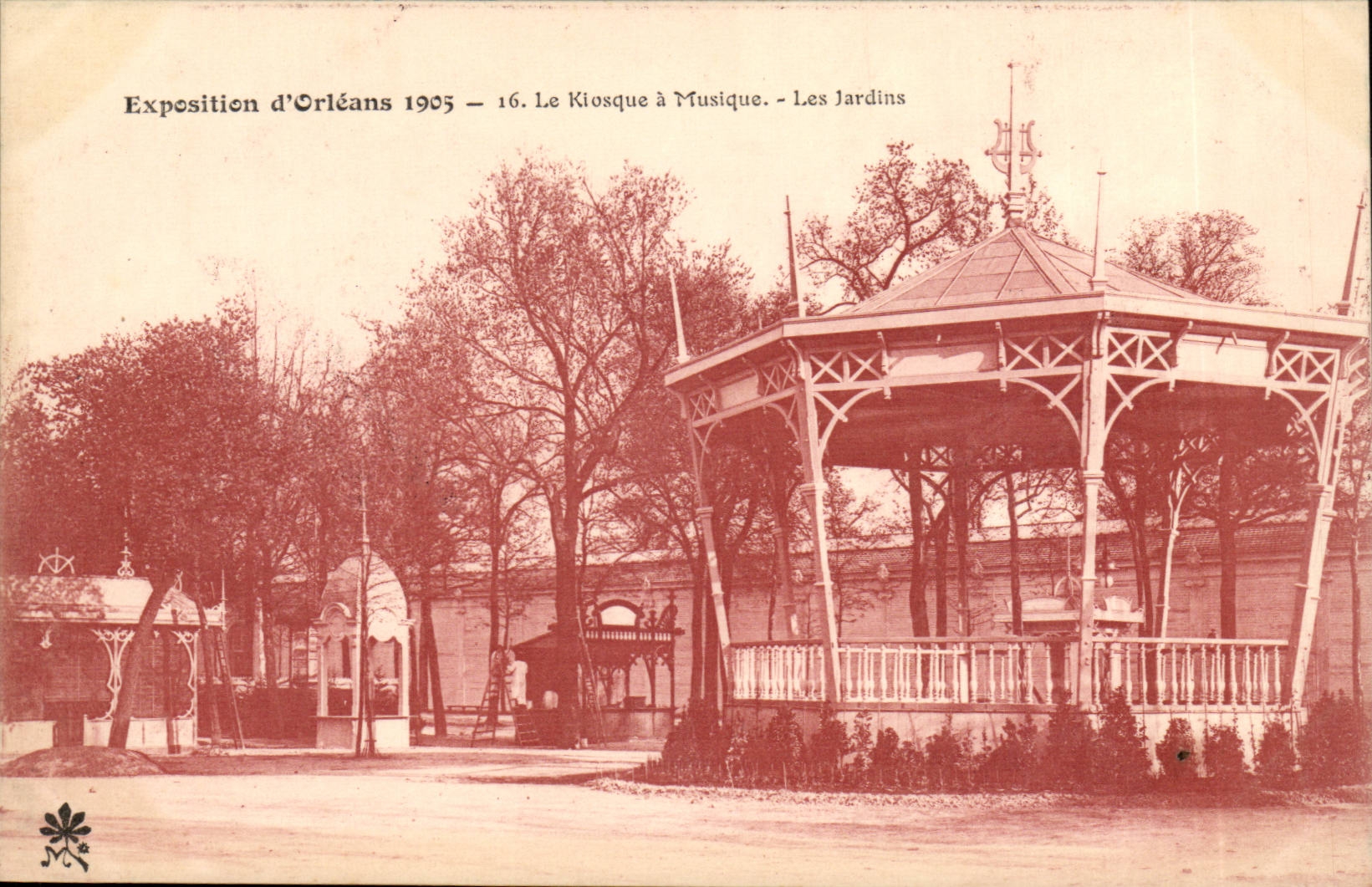 Exposition d'Orléans 1905 — Le Kiosque à Musique — Les Jardins — Édition M. Marron