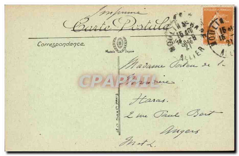 Moulins CPA le pont — Verso