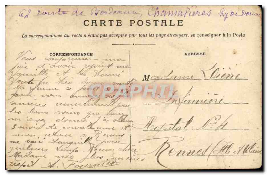 Ansicht der Hotelgruppe Royat und Clermont-Ferrand — aus dem Triptychon "Paradis" — Chocolat de Royat, N°19 — Rückseite