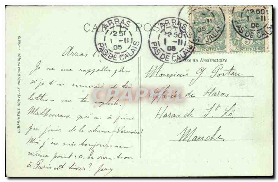 Arras CPA L'hotel de ville et la petite place — Rückseite