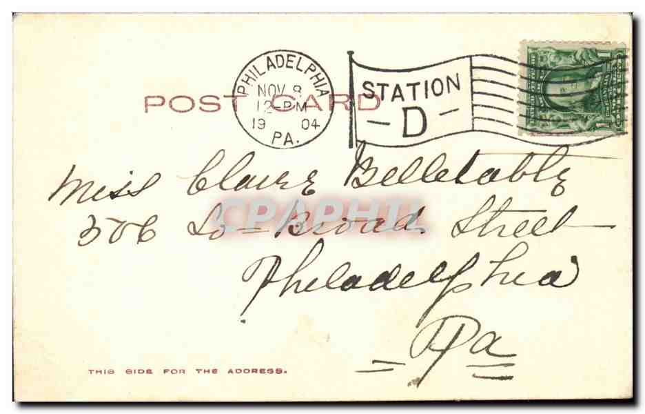 CPA Etats Unis Saint Broad with Hotel Walton Philadelphia — Rückseite