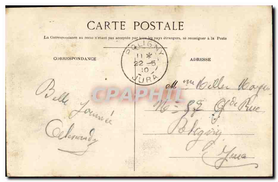 Lyon CPA Vierge du frontispice de ND de Fourviere  — Verso