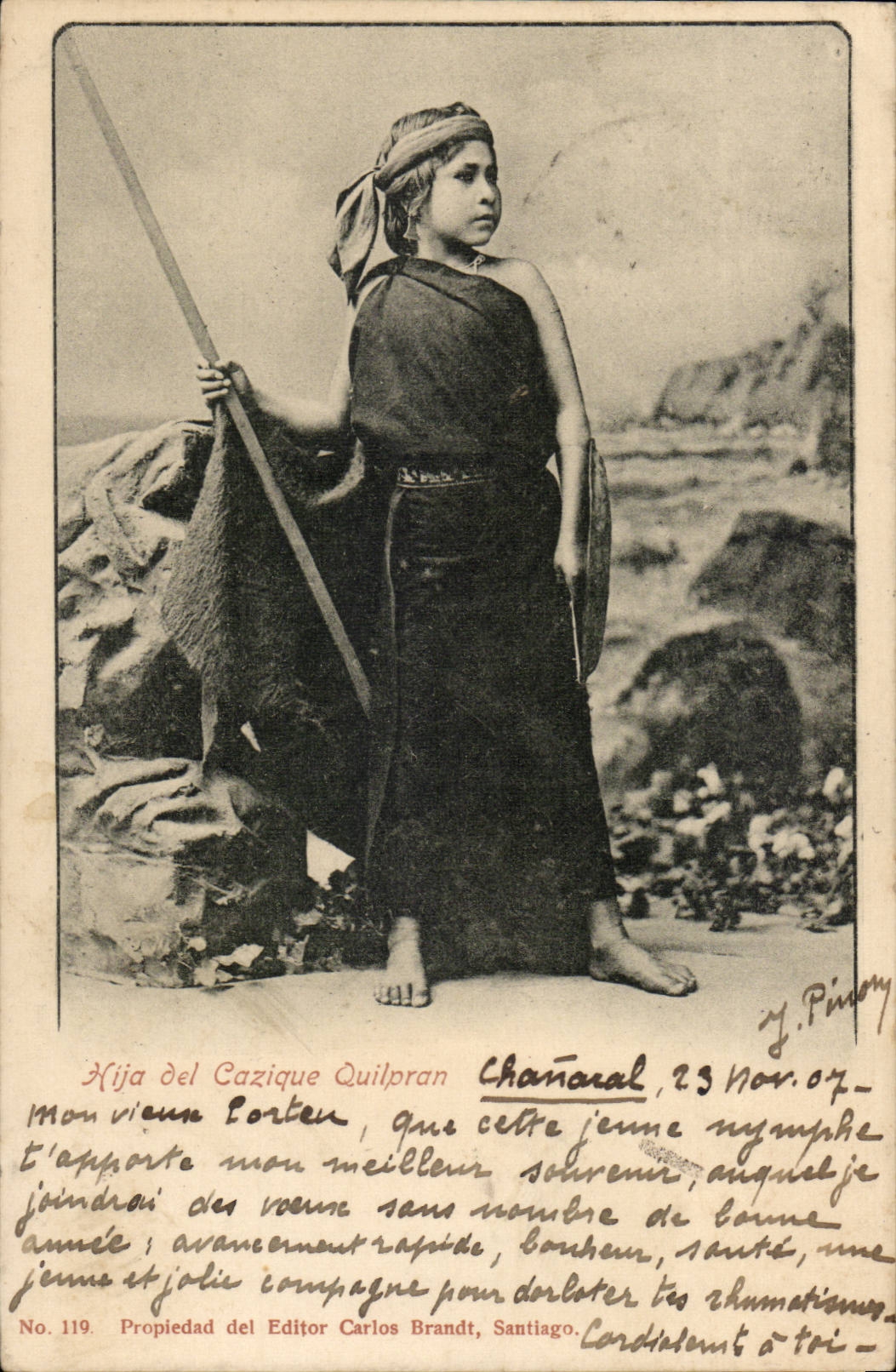 CPA Hujia del Cazique Quilpran (costume folklore)