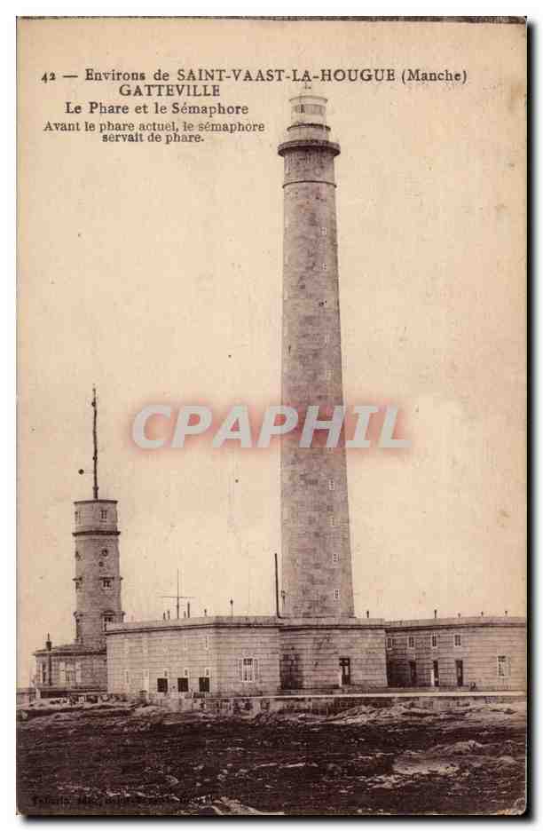 Environs de SAINT-VAAST-LA-HOUGUE (Manche) — Le Phare et le Sémaphore à GATTEVILLE — n°42