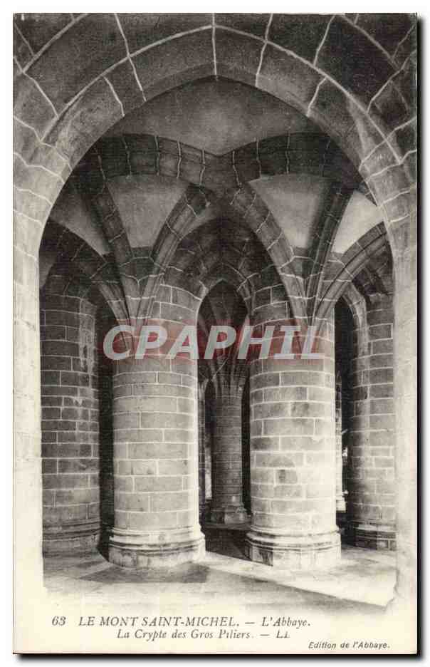Mont Saint Michel CPA L'abbaye La crypte des gros piliers