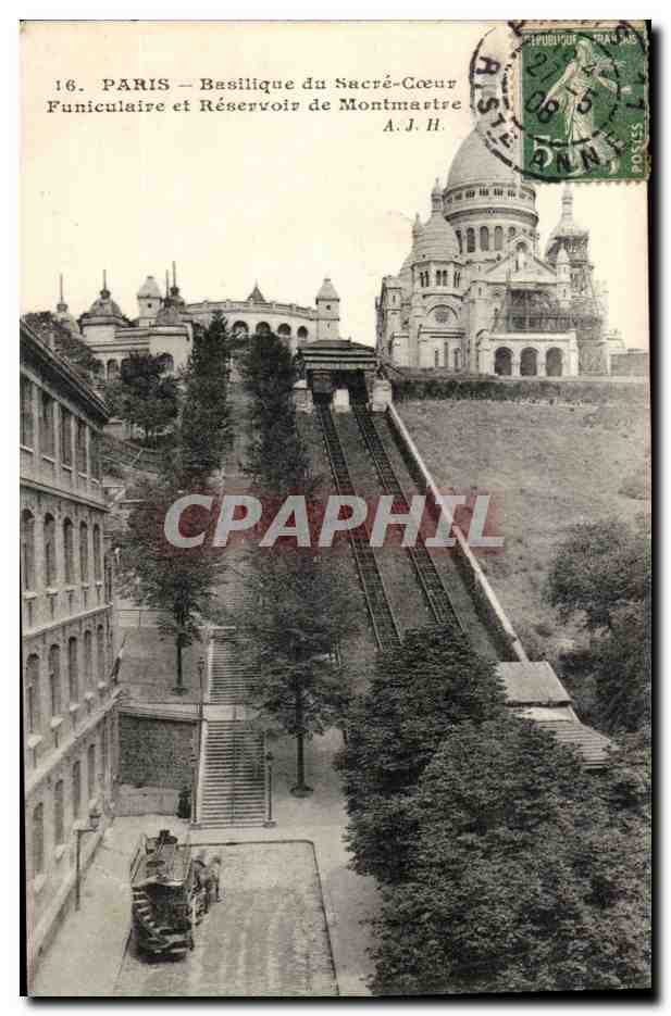 Paris 18eme CPA Basilique du Sacre Coeur Funiculaire et reservoir de montmartre
