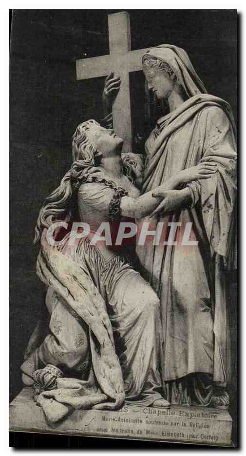 paris 8eme CPA Chapelle expiatoire Marie Antoinette soutenue par la religion