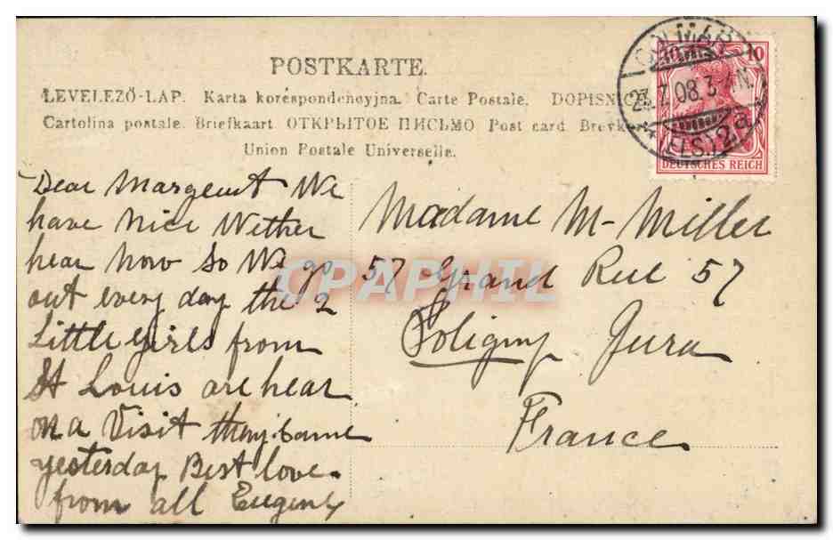 Sœur en prière — 1908 — Dauguy, n° 1397/98 — Verso
