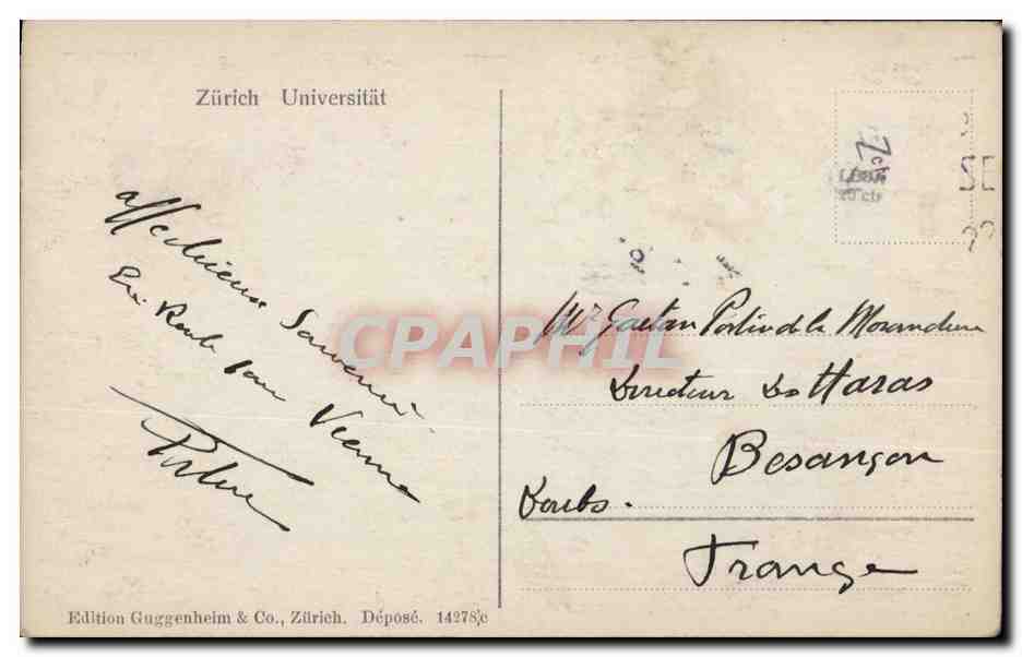 Suisse Zurich CPA Universitat Universite University — Back
