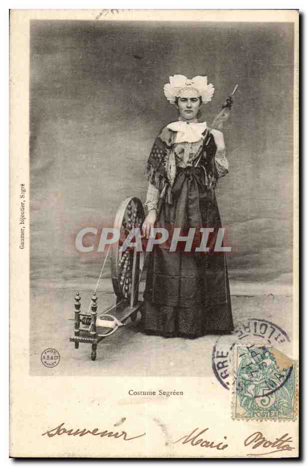 CPA Costume Segreen (Folklore Costume Maine et loire) Segre Rouet TOP