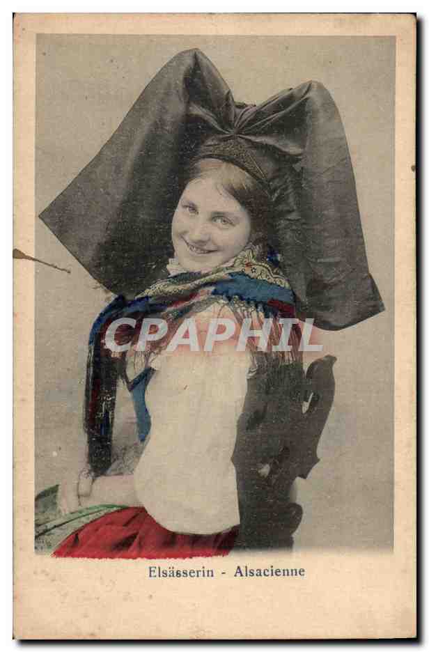 Folklore-Costumes- Elsaesserin-Alsacienne- Femme- Pont a Mousson-CPA