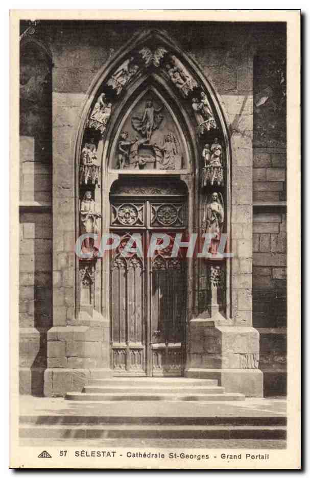 Selestat- Cathedrale St-Georges- Grand Portail-CPA