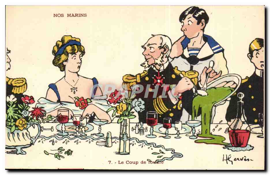 Nos Marins-La Coup de Foudre--bateau-CPA Illustrateur Gervese