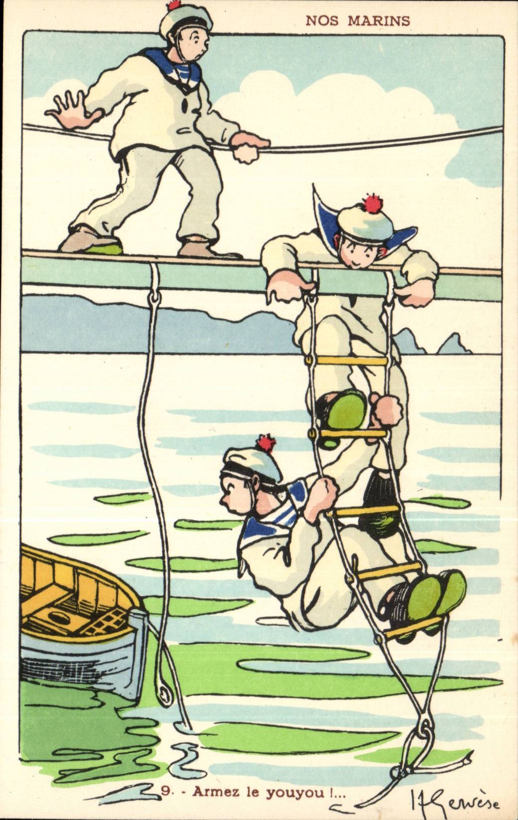Nos Marins-Armez le youyou--bateau-CPA Illustrateur Gervese