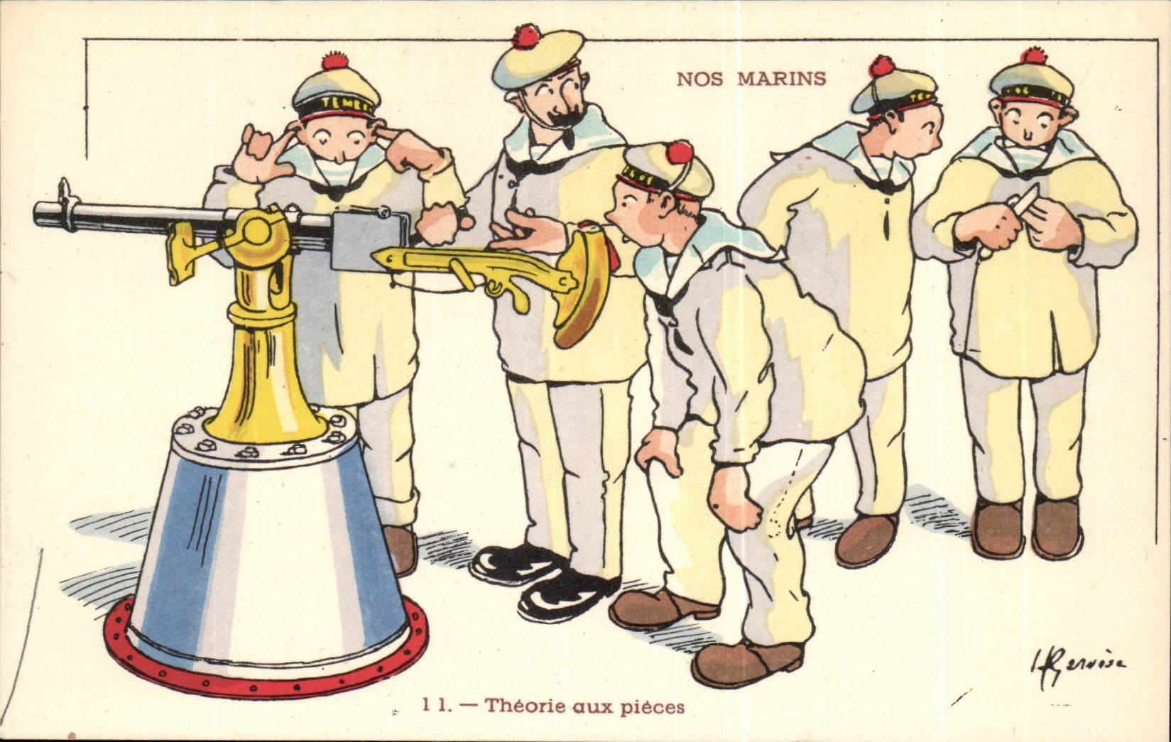 Nos Marins- Theorie aux pieces--bateau-CPA Illustrateur Gervese