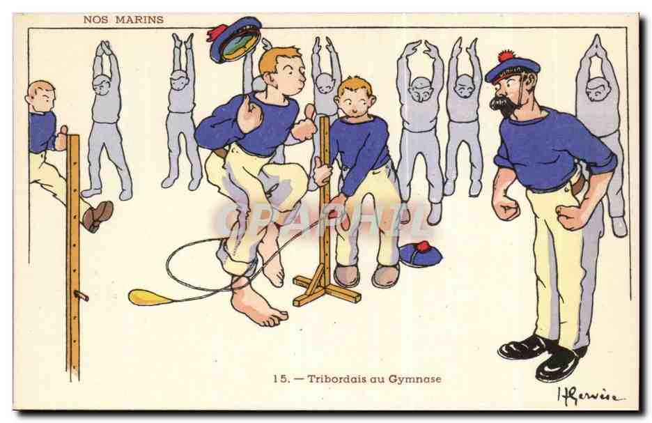 Nos Marins- Tribordais au Gymnase --bateau-CPA Illustrateur Gervese