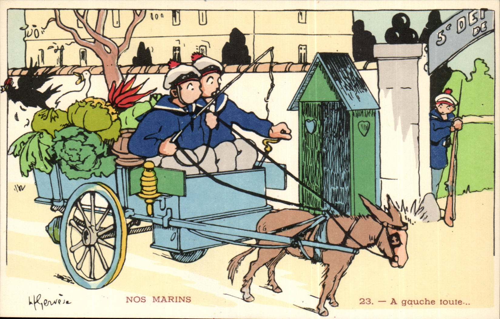 Nos Marins-A gauche toute-ane-bateau-CPA Illustrateur Gervese