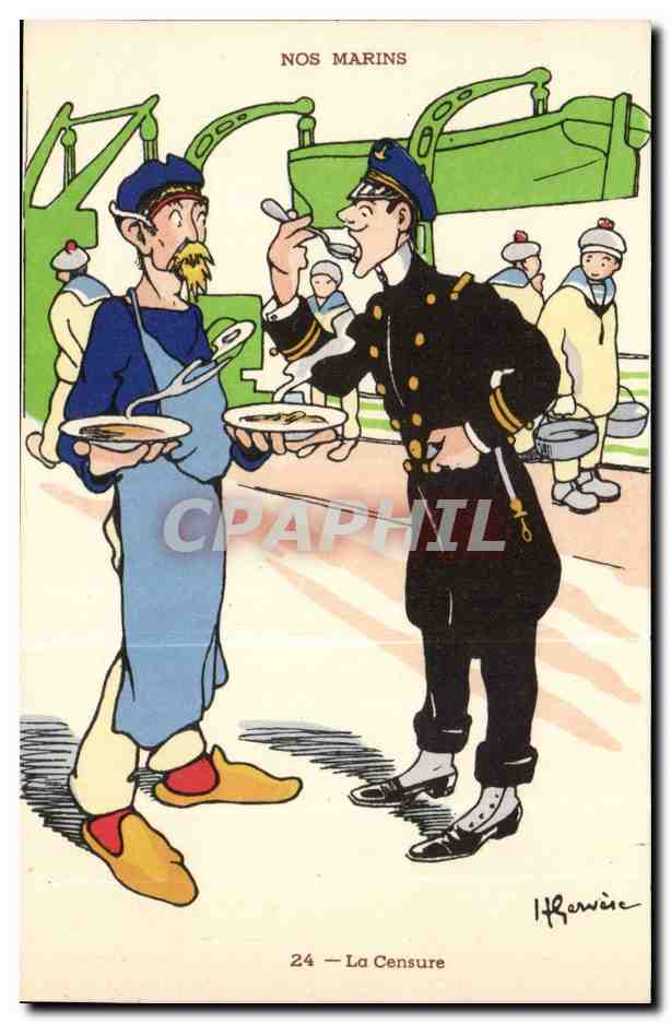 Unsere Matrosen — Karikatur von Matrosen in der Küche — H. Harwiae, Nr. 24