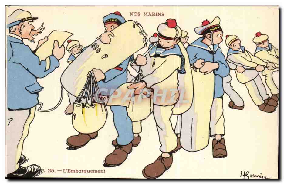 Nos Marins- L'Embarquement-CPA Illustrateur Gervese