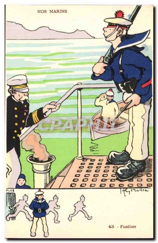 Nos Marins- Fusilier-bateau-CPA Illustrateur Gervese