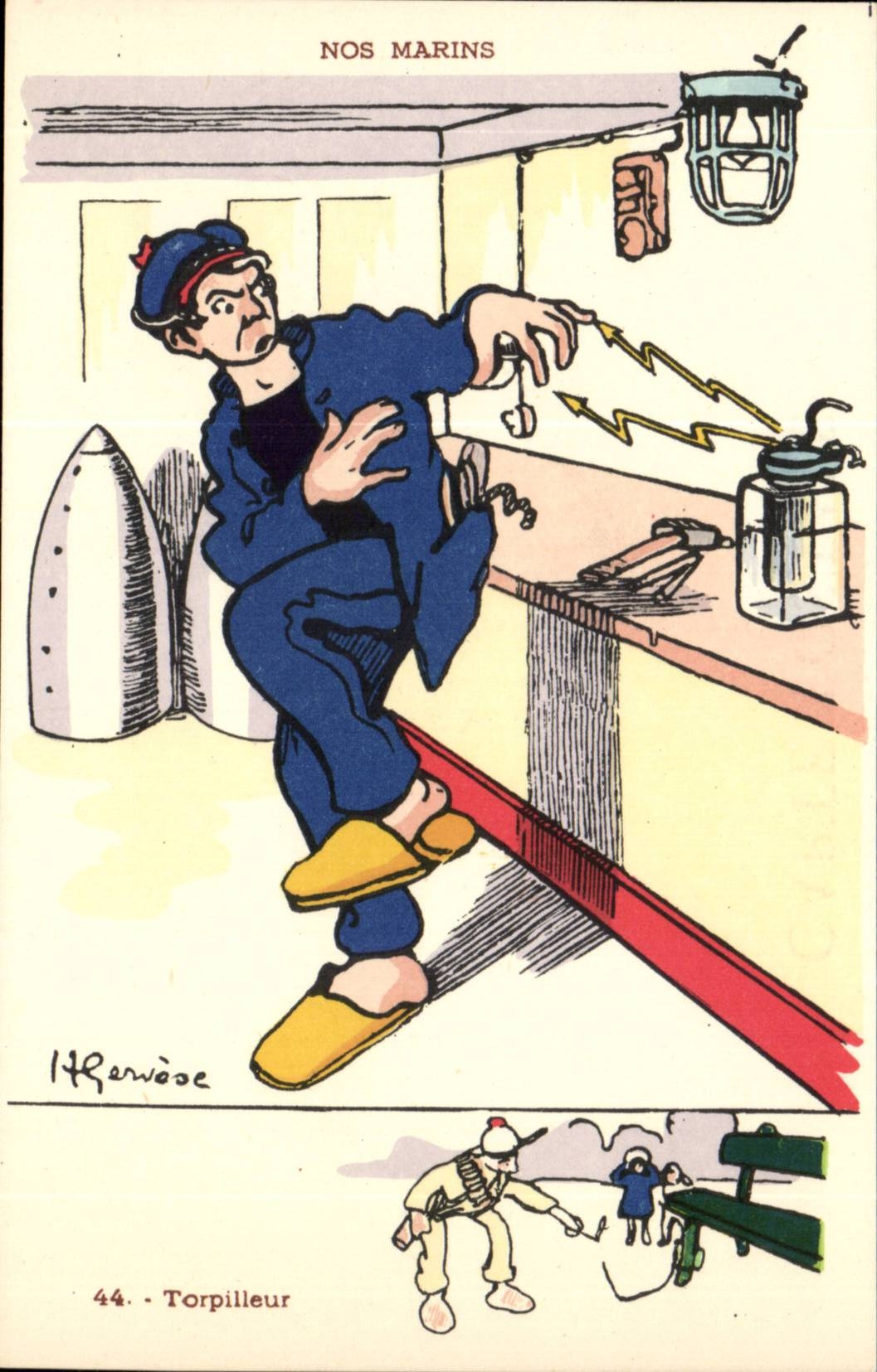 Nos Marins- Torpilleur-bateau-CPA Illustrateur Gervese