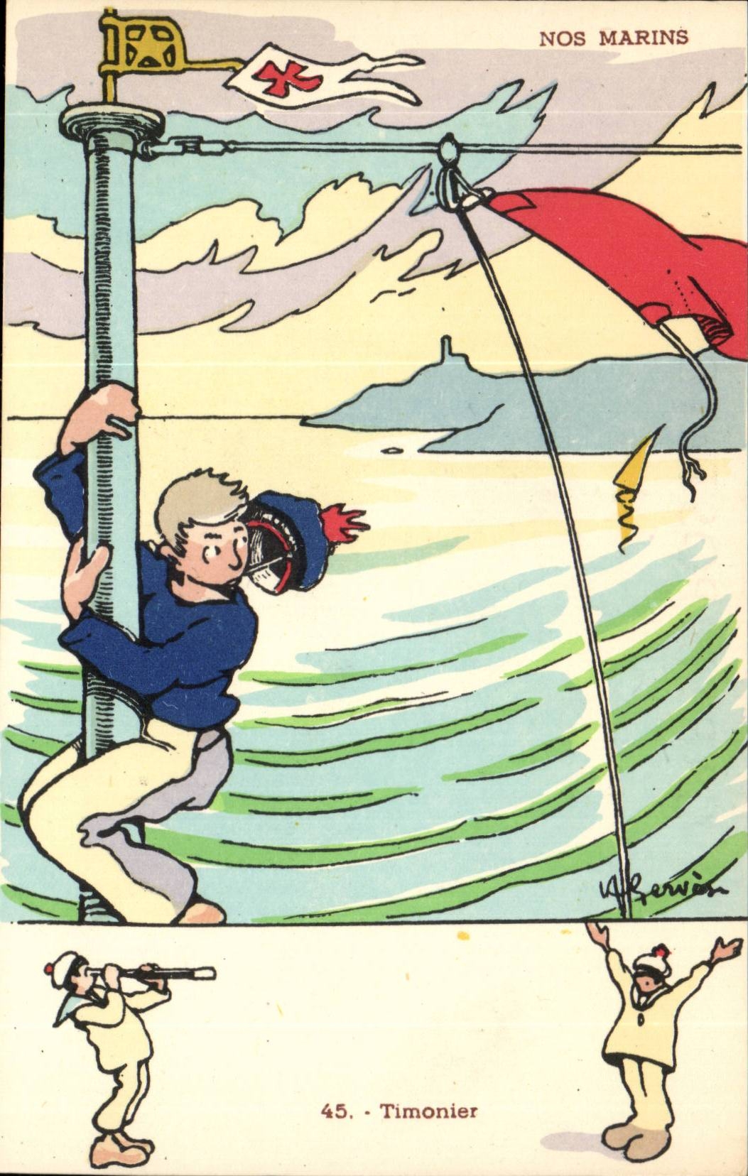 Nos Marins- Timonier-bateau-CPA Illustrateur Gervese