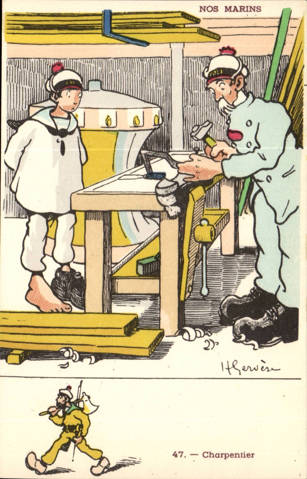 Nos Marins-Charpentier-bateau-CPA Illustrateur Gervese