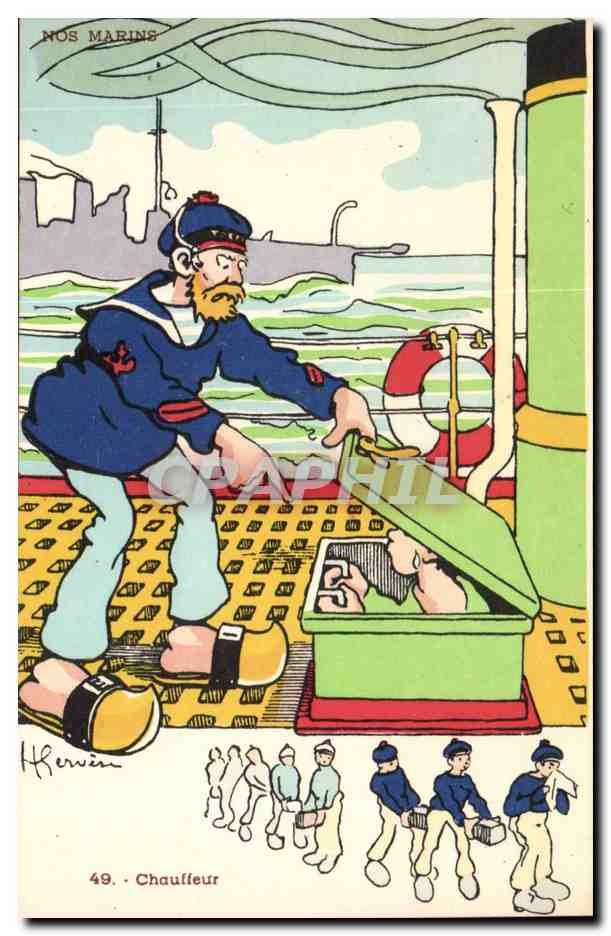 Nos Marins-Chauffeur-bateau-CPA Illustrateur Gervese