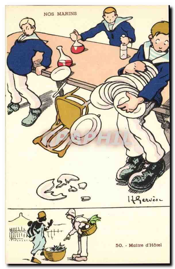 Nos Marins- Maitre d'Hotel-bateau-CPA Illustrateur Gervese