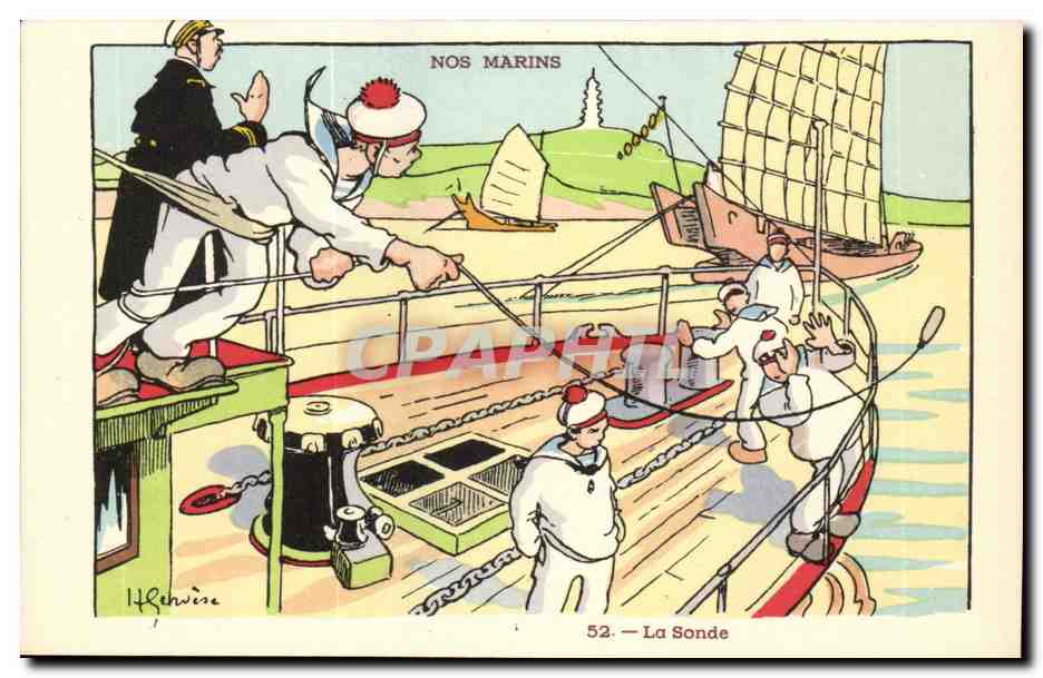 Nos Marins- La Sonde-CPA Illustrateur Gervese