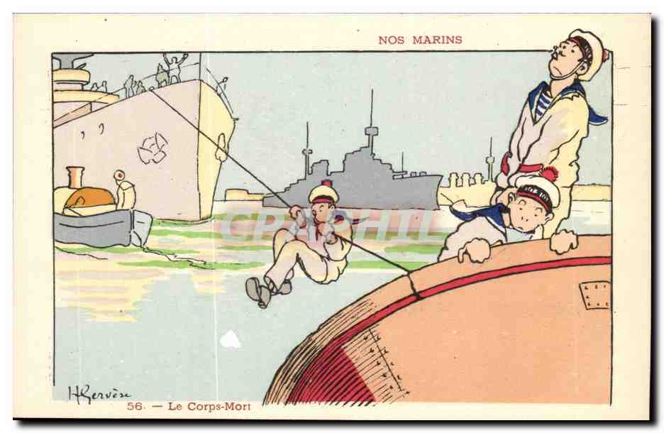 Nos Marins- Le Corps Mort-CPA Illustrateur Gervese