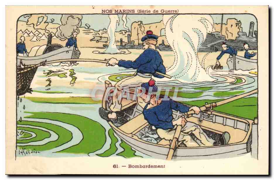 Nos Marins- Bombardement-CPA Illustrateur Gervese