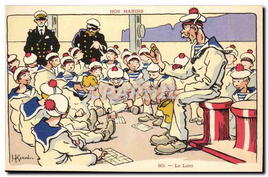 Nos Marins- Le Loto-bateau-CPA Illustrateur Gervese