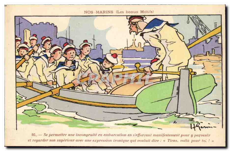 Nos Marins- Se permettre une incongruite en embarcation en sefforcent manifestatio pour y parvenir -bateau-CPA Gervese