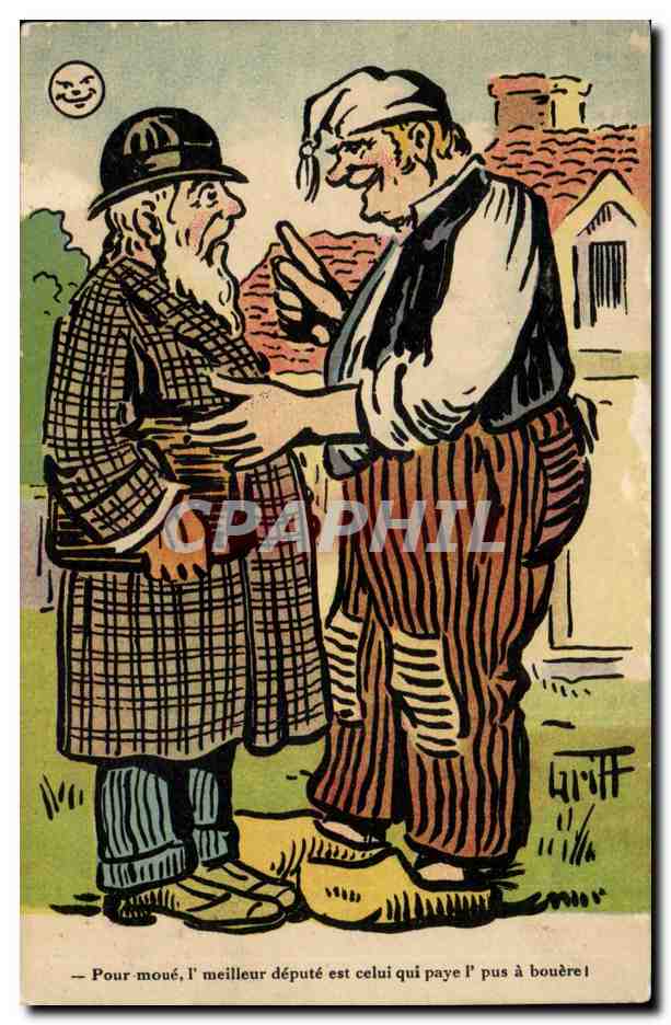 Deux hommes en discussion — caricature politique — Griff