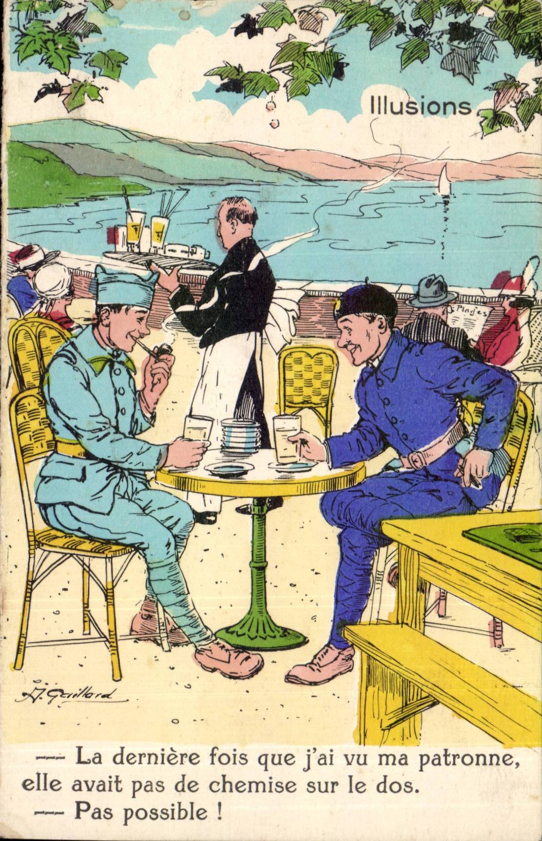 Fantaisie - Fantasy CPA La dernire fois que j ai vu ma patronne elle n avait pas de chemise sur le dos Militaria Humour