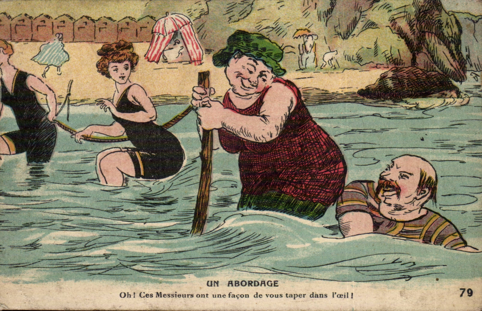 Fantaisie - Fantasy CPA Un abordage Oh ces messieurs Baigneurs Illustrateur Humour