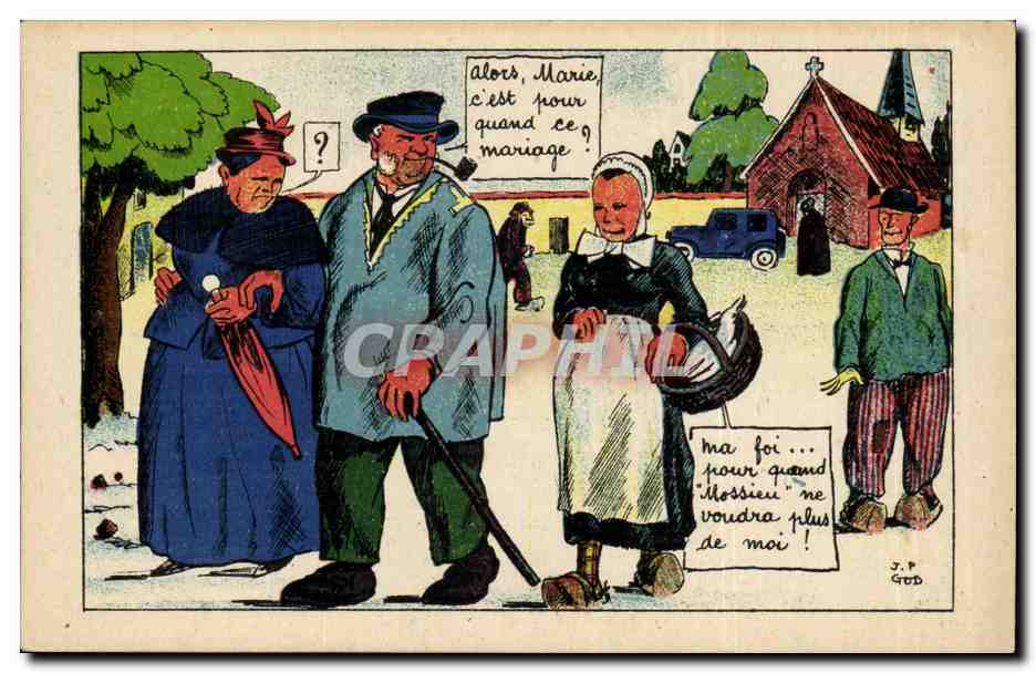 Fantaisie - Fantasy CPA Alors Marie c est pour qudn ce mariage ? Illustrateur Humour