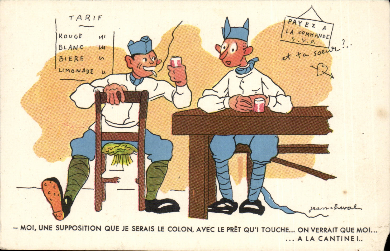 Cantina militare — caricatura di soldati — G. Picard, Parigi