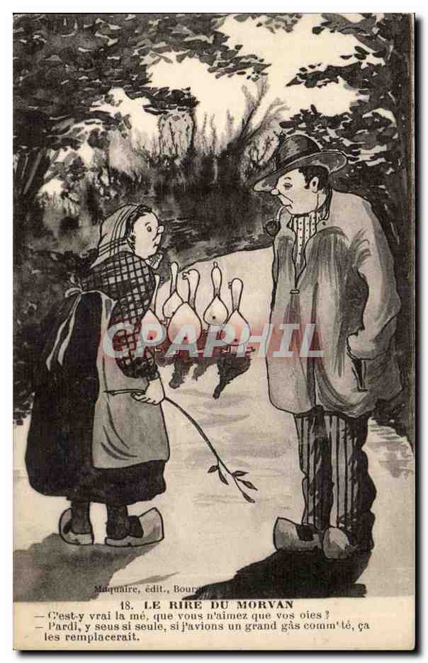 Le Rire du Morvan — scène de campagne avec un homme et une femme — Maquaire, édit., Bourgoin