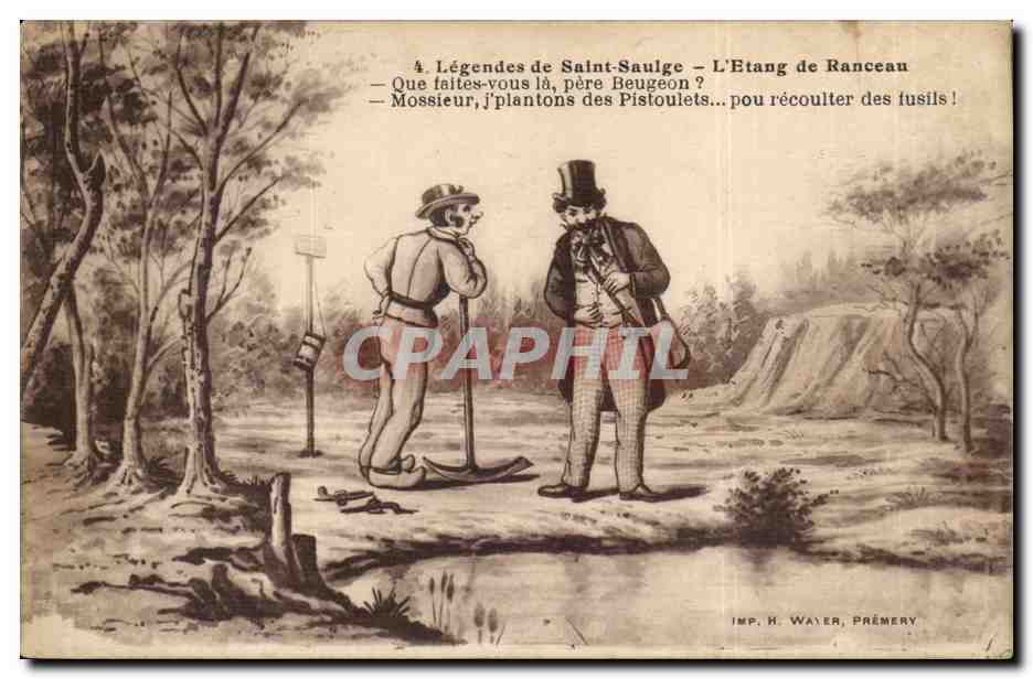 Fantaisie - Fantasy CPA Legendes de Saint Saulge l etang de Ranceau Pere Beugeon Pistoulets