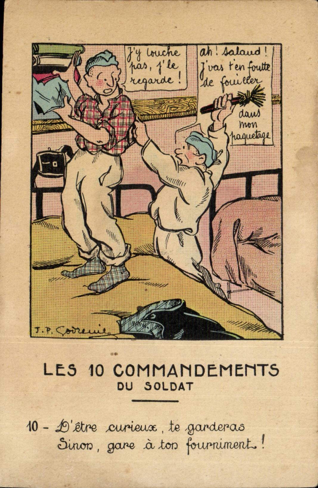 FAntaisie CPA Les 10 commandements du soldat Militaria Illustrateur