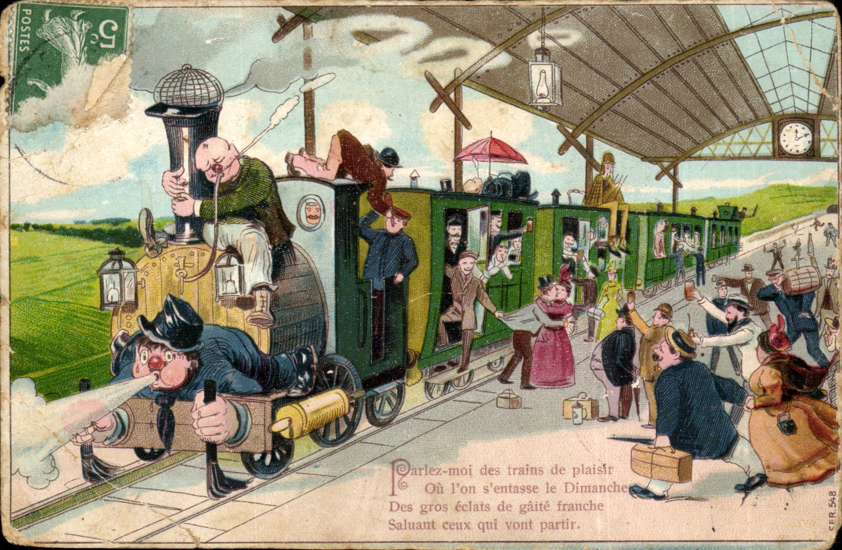 FAntaisie CPA Parlez moi des trains de plaisir Illustrateur