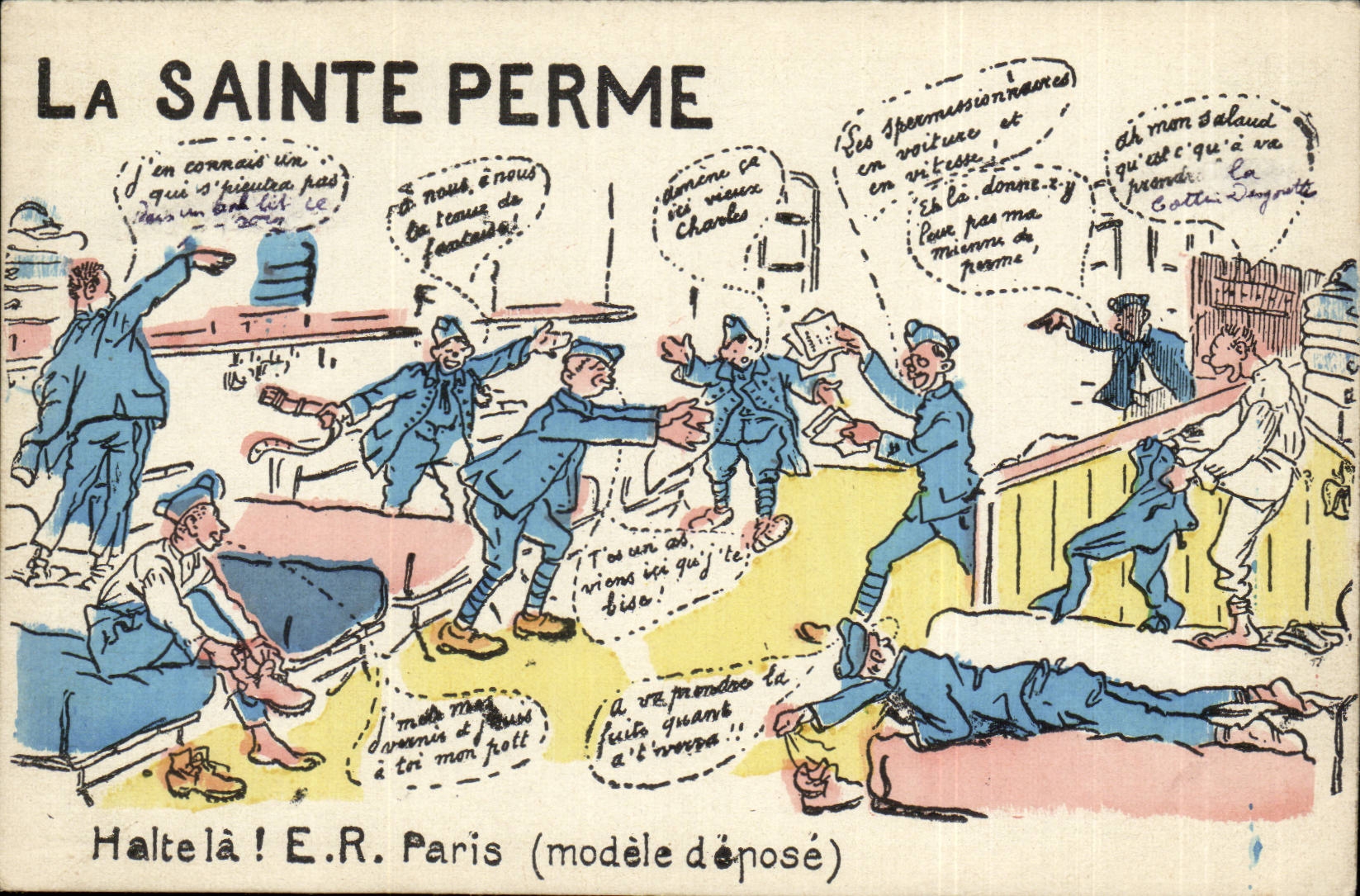 FAntaisie CPA Militaria LA Sainte Perme Halte la ! Humour