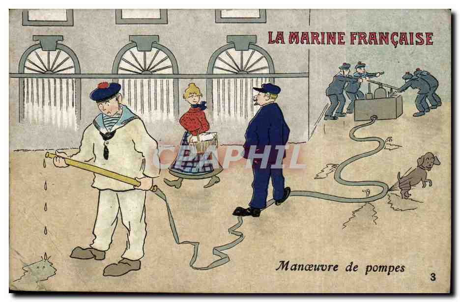 FAntaisie CPA Militaria La marine francaise Manoeuvre de pompes