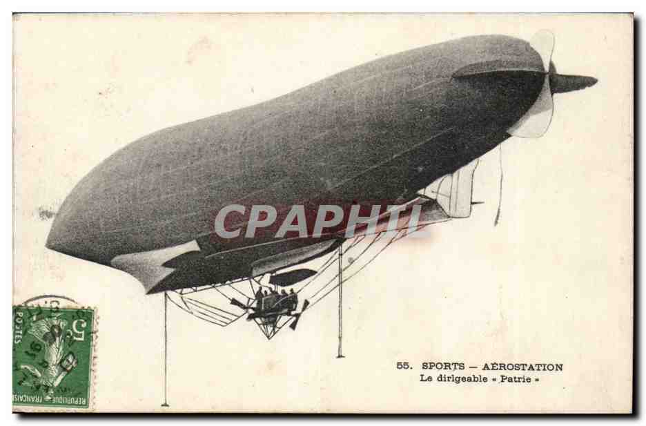 CPA Dirigeable Sports Aerostation Le dirigeable Patrie Zeppelin